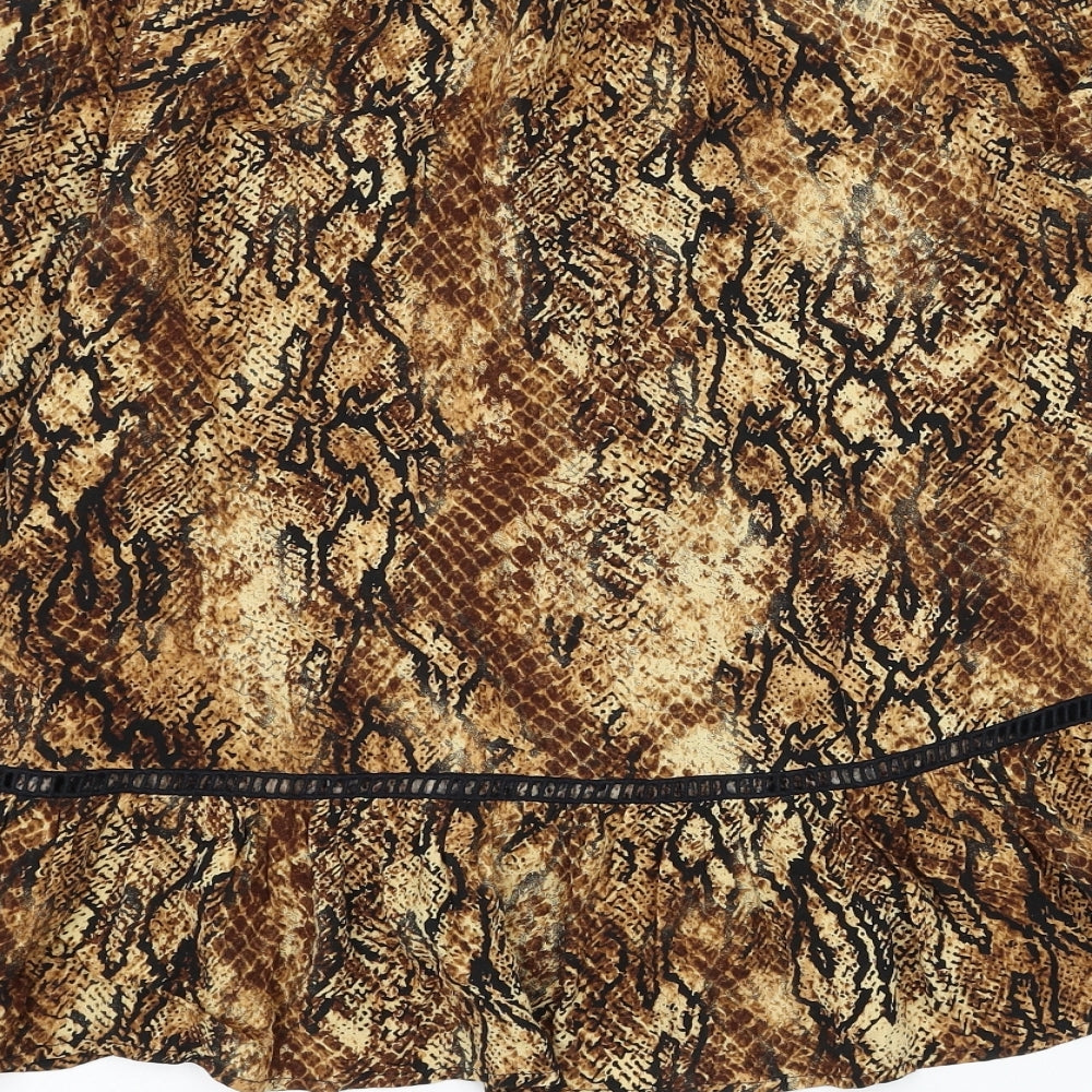 River Island Womens Brown Animal Print Polyester Basic Blouse Size 8 Round Neck - Snake Skin Print