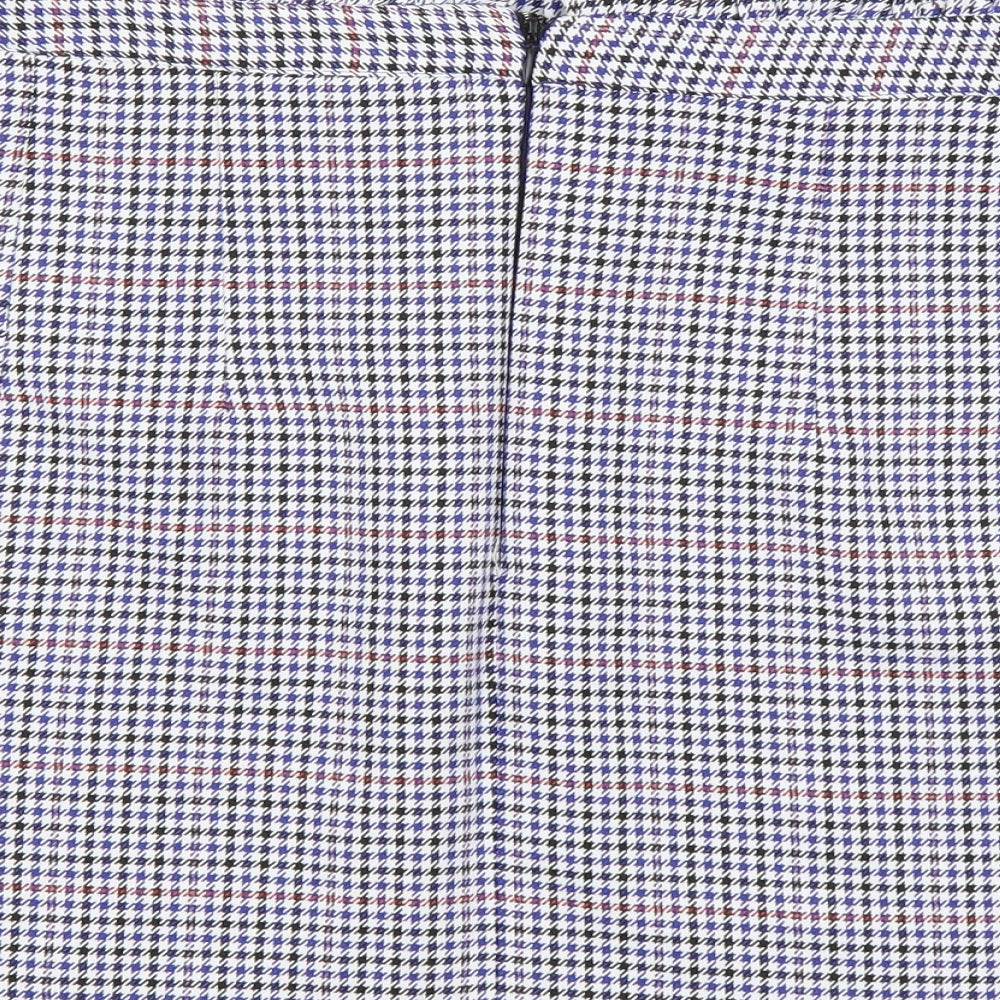 Topshop Womens Blue Herringbone Polyester Maxi Skirt Size 14 Zip