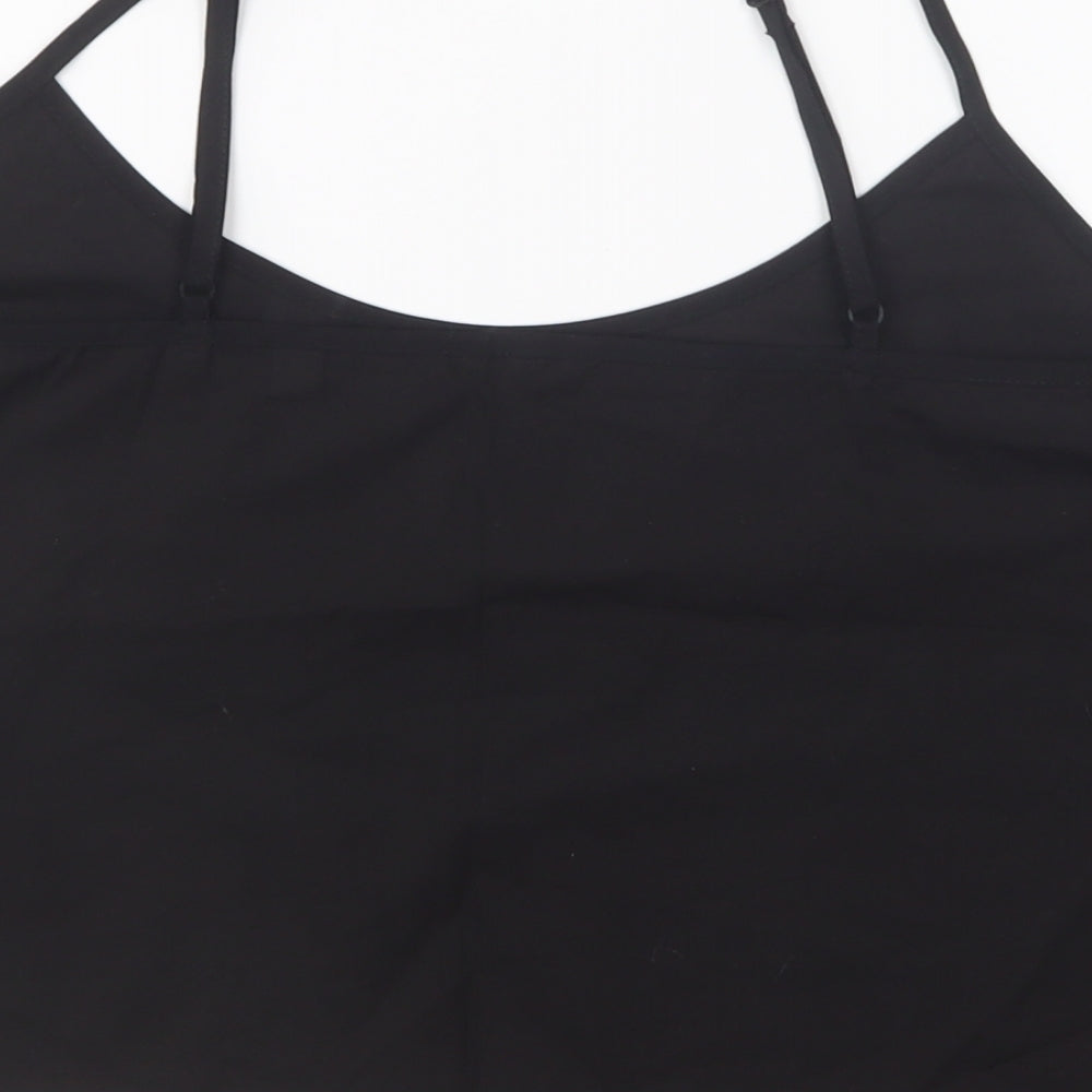 Jack Wills Womens Black Cotton Camisole T-Shirt Size 12 V-Neck