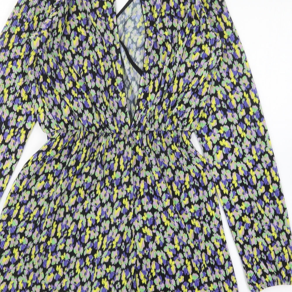 ASOS Womens Multicoloured Floral Polyester Playsuit One-Piece Size 4 Button