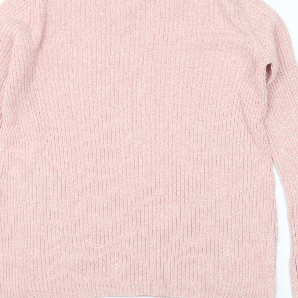 H&M Womens Pink Round Neck Cotton Pullover Jumper Size XS