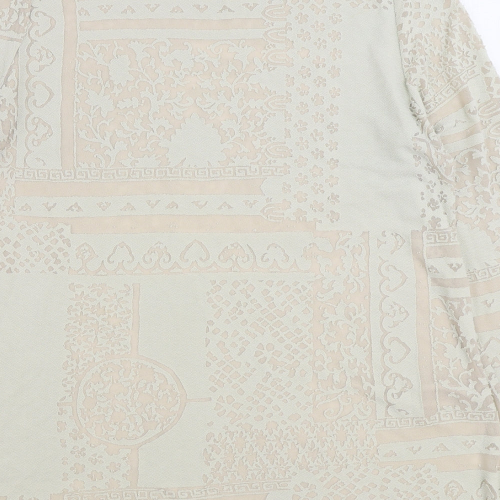 Wallis Womens Beige Viscose A-Line Size 16 Round Neck Button