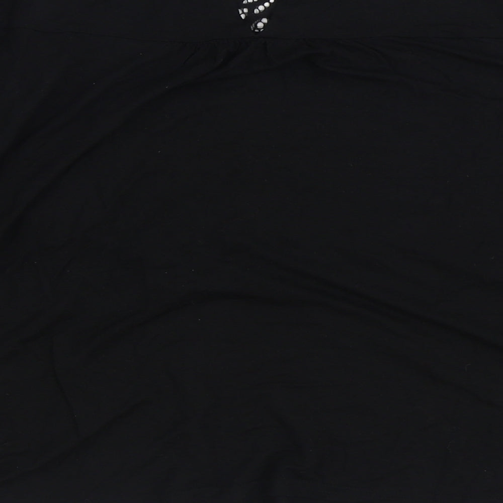 Oasis Womens Black Viscose Basic Blouse Size L Boat Neck