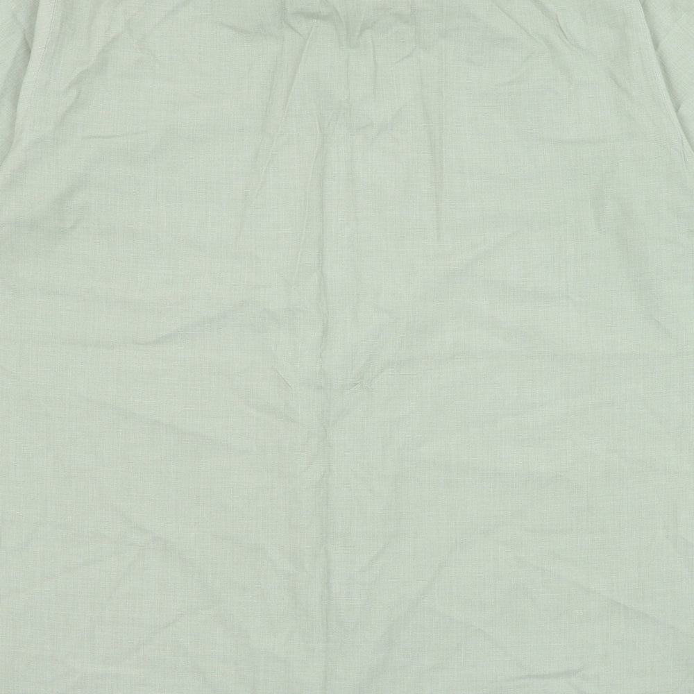 Keynote Mens Green Polyester Button-Up Size 16.5 Collared Button