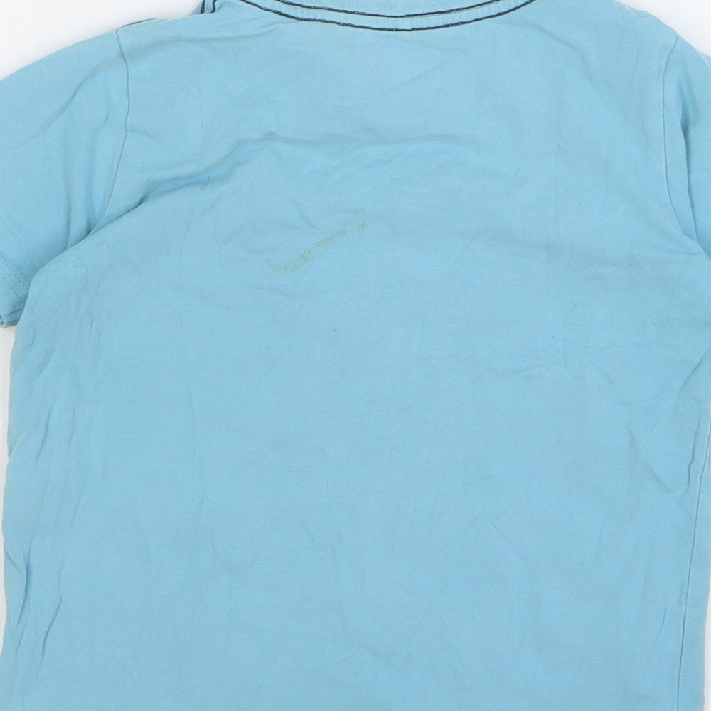NAME IT Boys Blue Geometric Cotton Basic T-Shirt Size 6 Years Round Neck Pullover