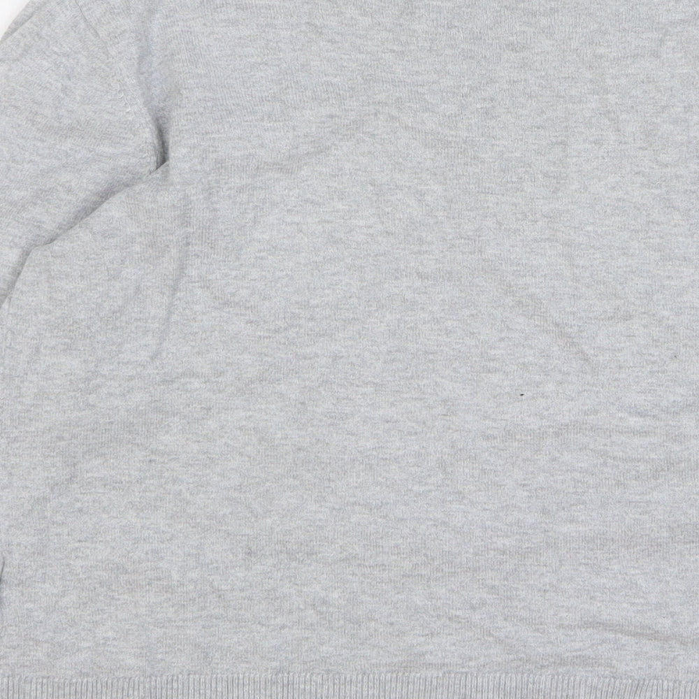 Oasis Womens Grey Round Neck Cotton Pullover Jumper Size M
