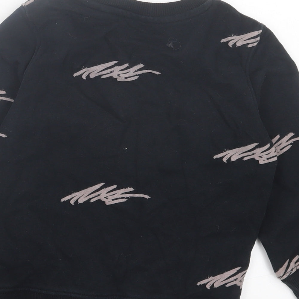 NEXT Girls Black Geometric Cotton Pullover Sweatshirt Size 3 Years Pullover