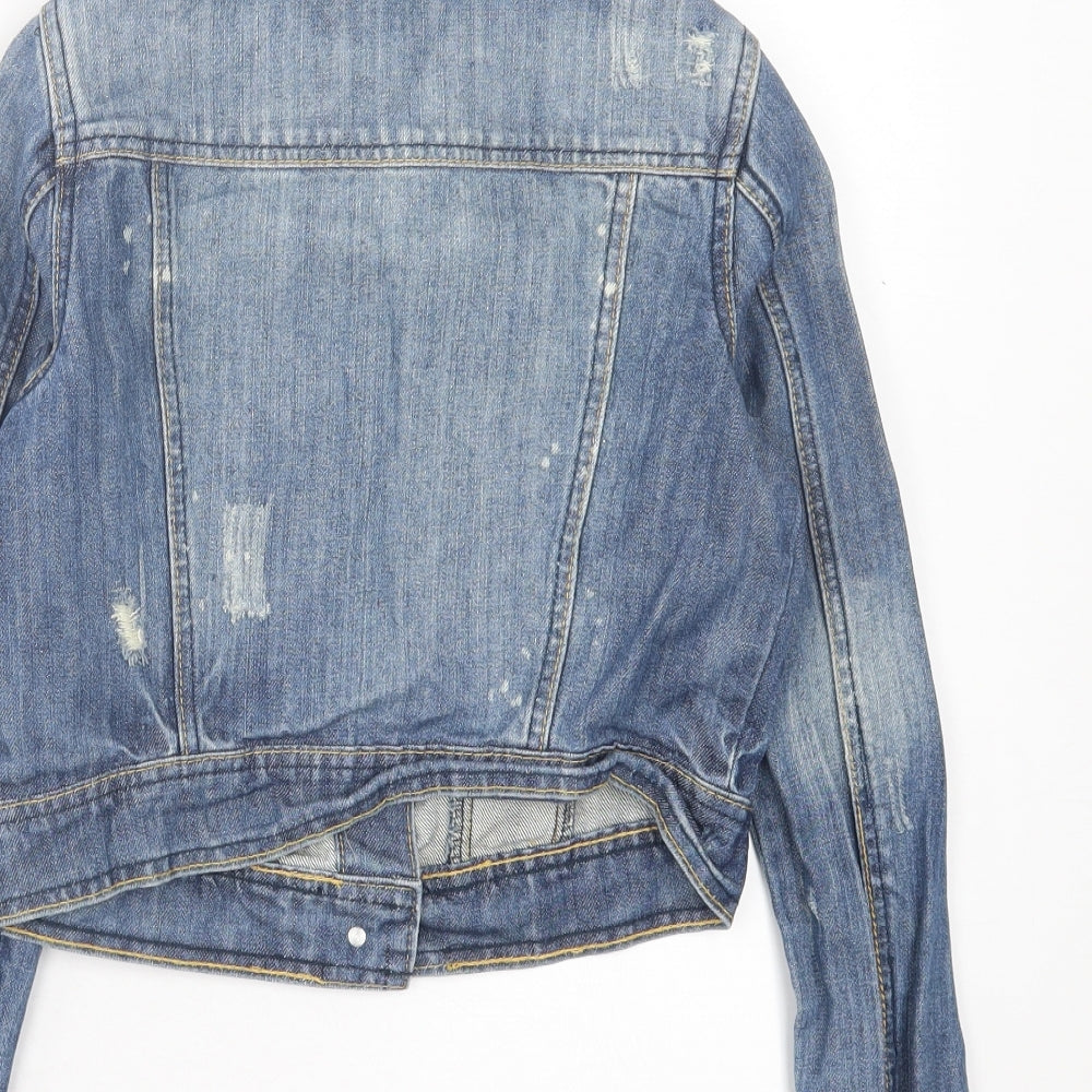 Authentic Womens Blue Jacket Size 8 Button - Distressed