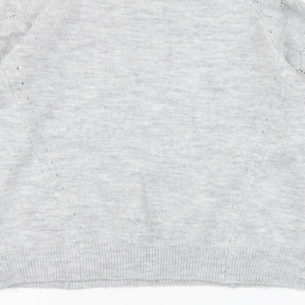 Oasis Womens Grey Round Neck Acrylic Pullover Jumper Size M