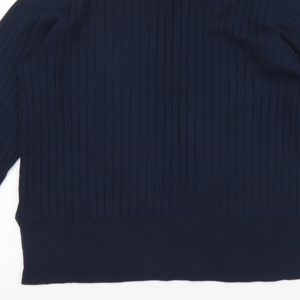 H&M Womens Blue Round Neck Viscose Pullover Jumper Size S