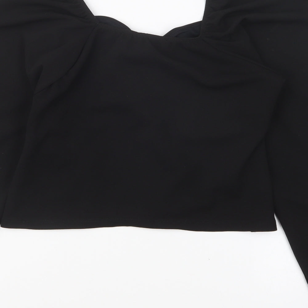 New Look Womens Black Polyester Basic Blouse Size 12 Sweetheart - Ruched