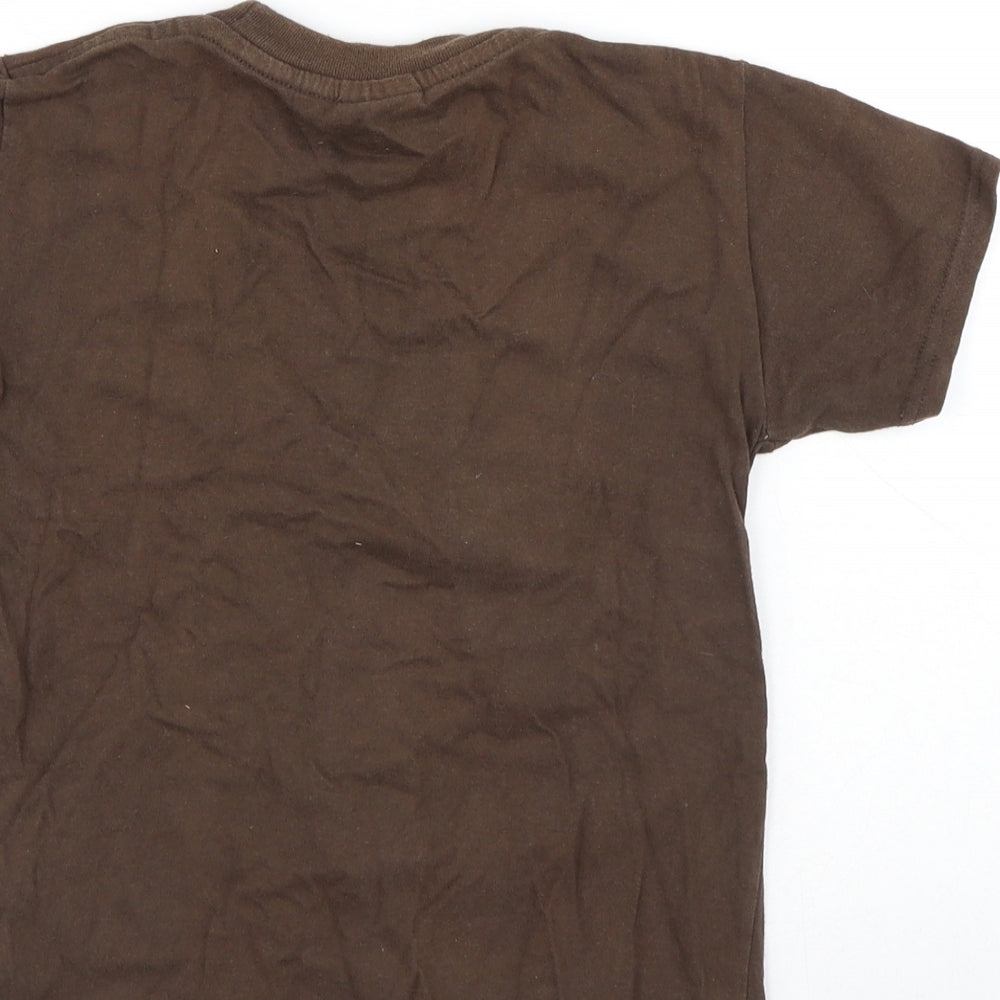 BOSS Kangaroo Boys Brown Cotton Jersey T-Shirt Size 6 Years Round Neck Pullover - Crocodile