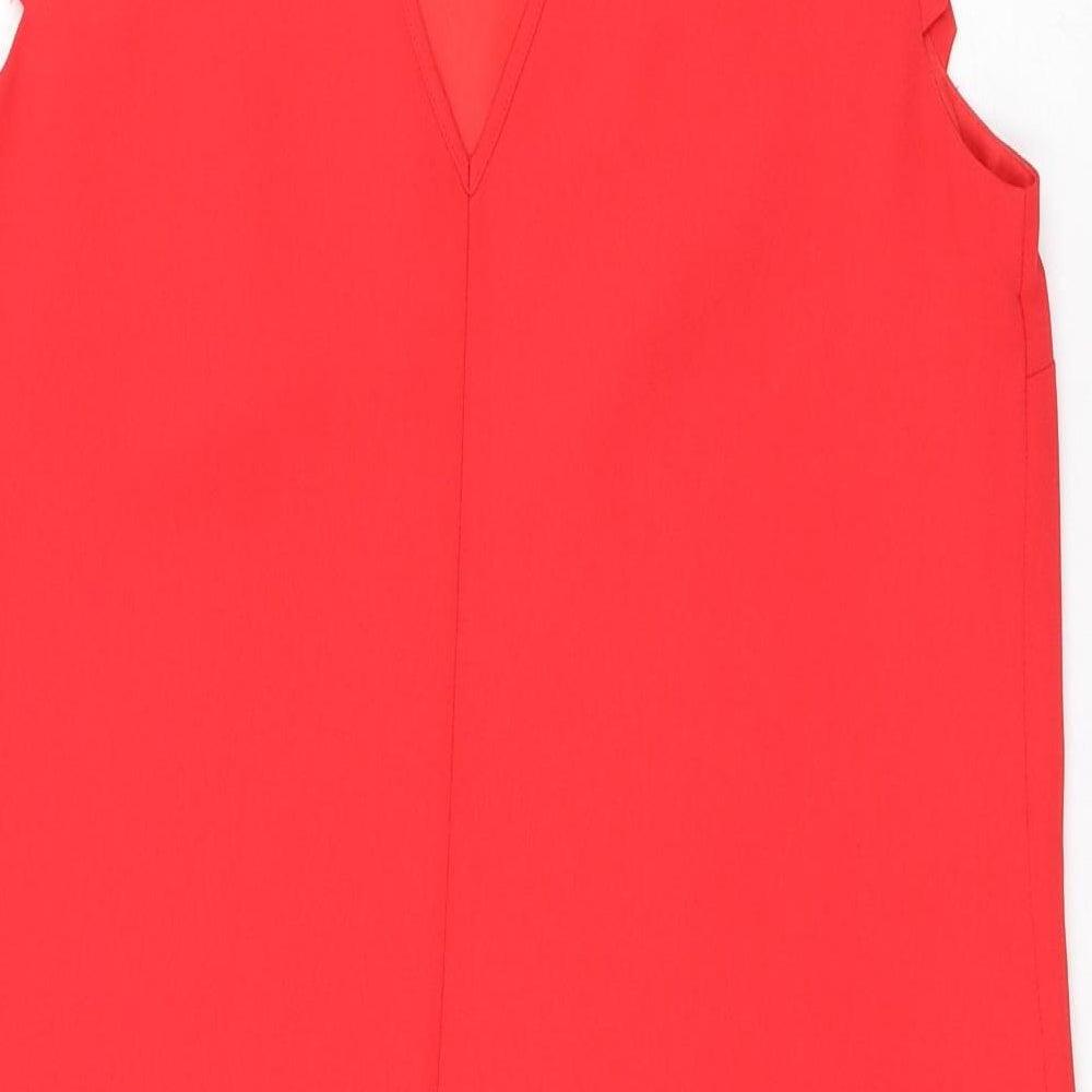 Oasis Womens Red Polyester A-Line Size 12 Round Neck Snap