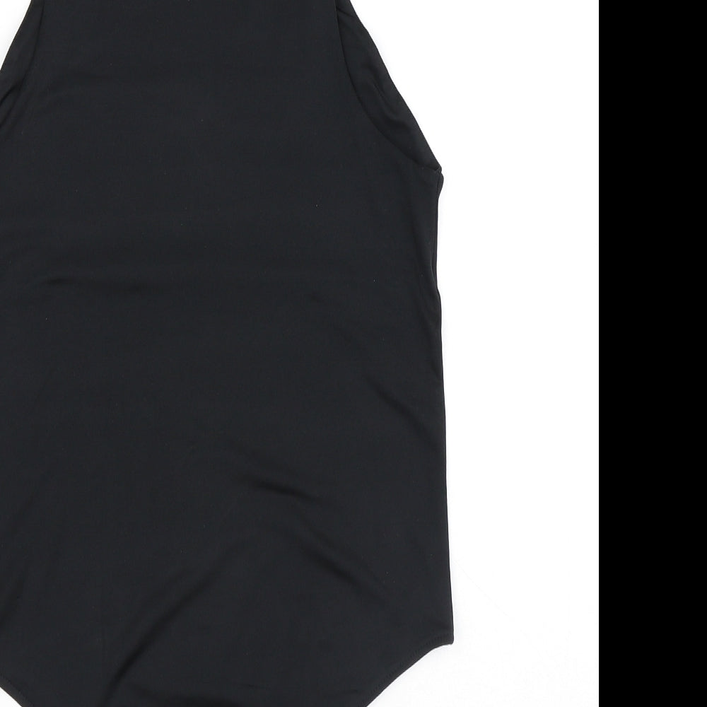 Dunnes Stores Womens Black Polyester Bodysuit One-Piece Size M Snap