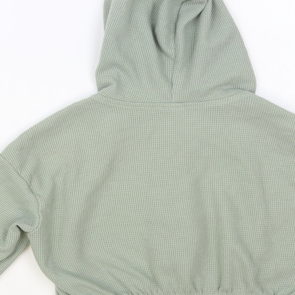 SHEIN Girls Green Cotton Full Zip Hoodie Size 8 Years Zip