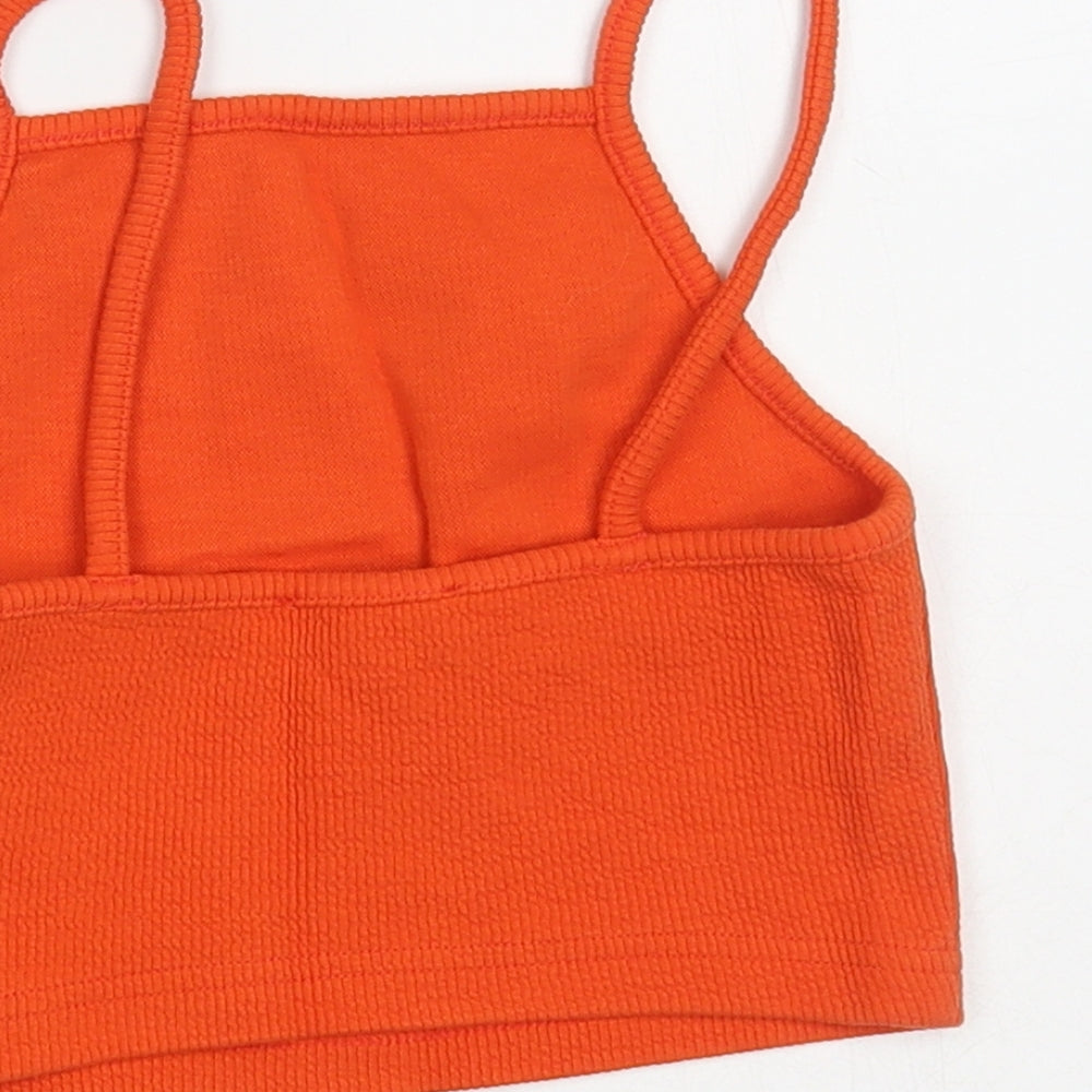 New Look Womens Orange Cotton Cropped Tank Size 8 Square Neck