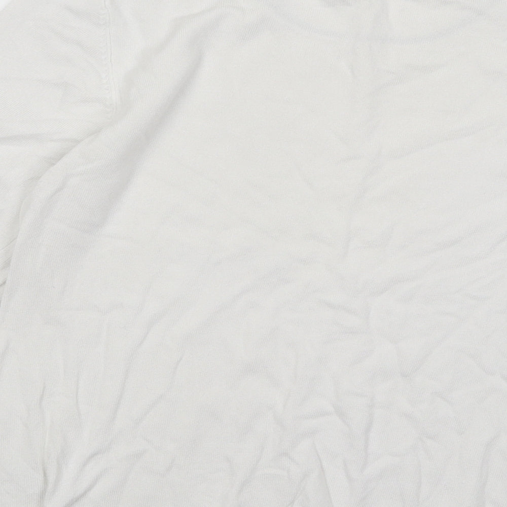 Stradivarius Womens White Round Neck Viscose Pullover Jumper Size L