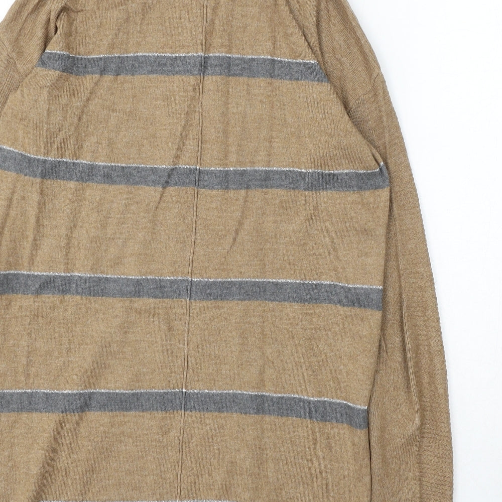 NEXT Womens Brown Roll Neck Striped Cotton Pullover Jumper Size 6