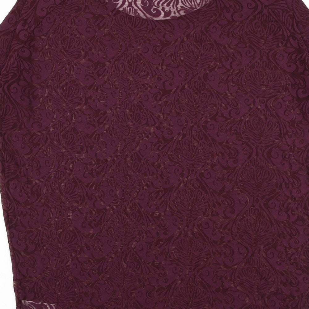 Dunnes Stores Womens Purple Geometric Polyester Basic T-Shirt Size 14 Round Neck