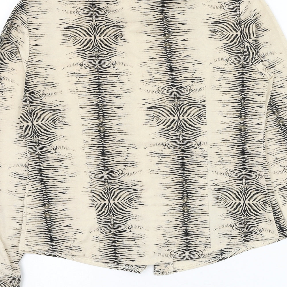 Debenhams Womens Beige Animal Print Polyester Basic Button-Up Size 8 Collared
