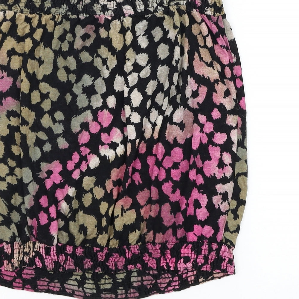 NEXT Womens Black Animal Print Viscose Basic Tank Size 12 Off the Shoulder