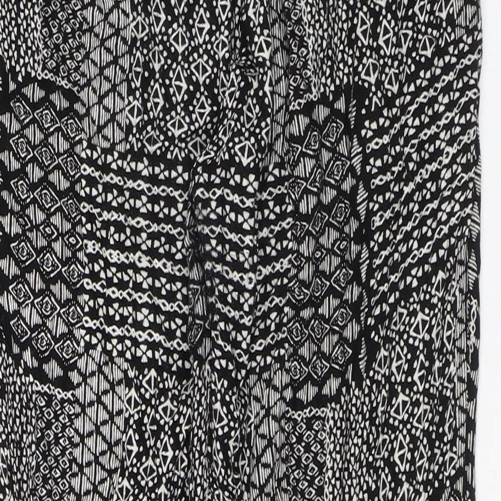 Intuition Womens Black Geometric Viscose Sweatpants Trousers Size 12 L27 in Regular Drawstring
