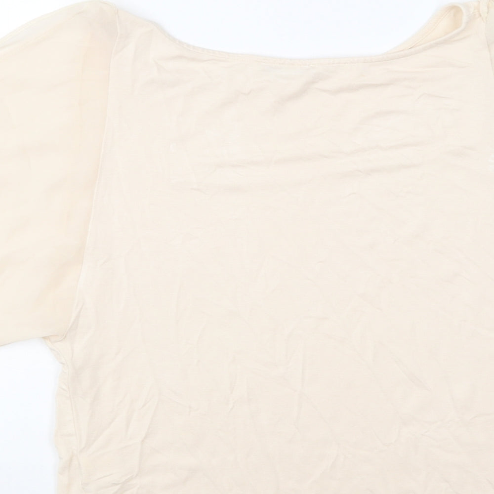 River Island Womens Beige Viscose Basic Blouse Size 10 Boat Neck