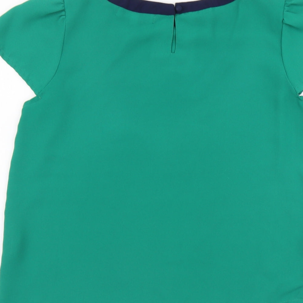 Dickins & Jones Womens Green Polyester Basic Blouse Size 10 Round Neck