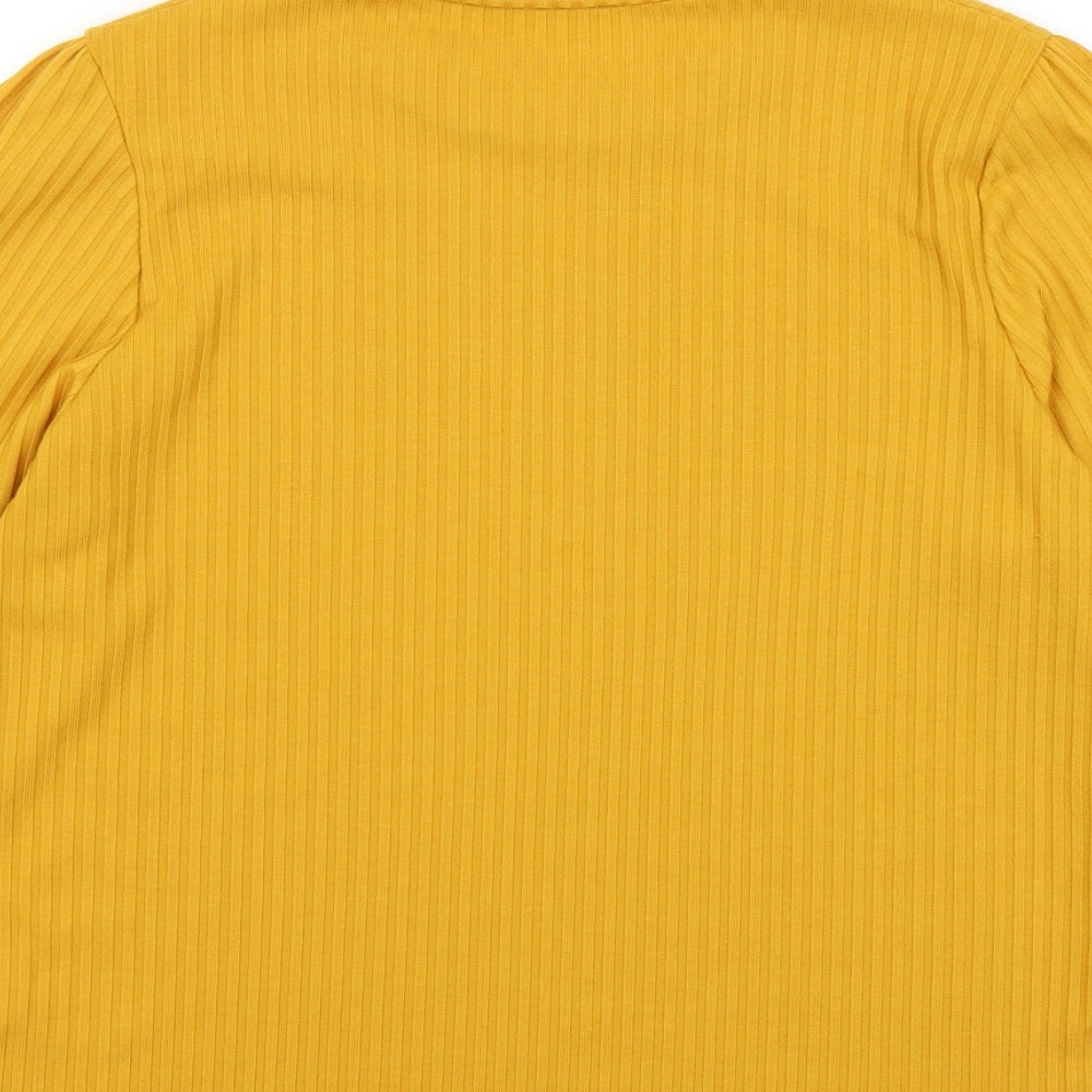 Dunnes Stores Womens Yellow Polyester Basic Blouse Size M Round Neck