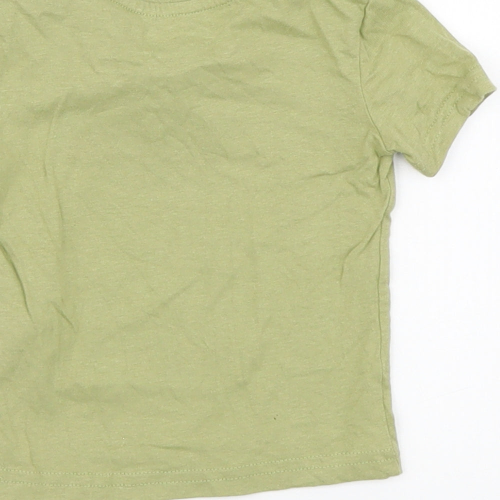 Primark Boys Green Cotton Basic T-Shirt Size 3-6 Months Round Neck Pullover - Alligator
