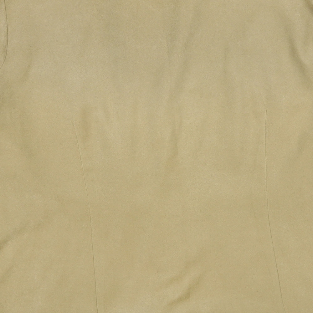 Wallis Womens Beige Polyester Basic Button-Up Size 14 Collared - Suede Effect