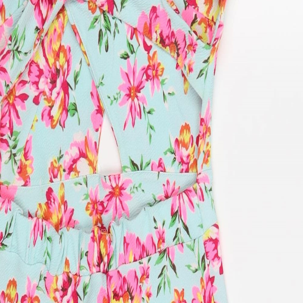 Goddess Womens Green Floral Polyester Pencil Dress Size S V-Neck Pullover
