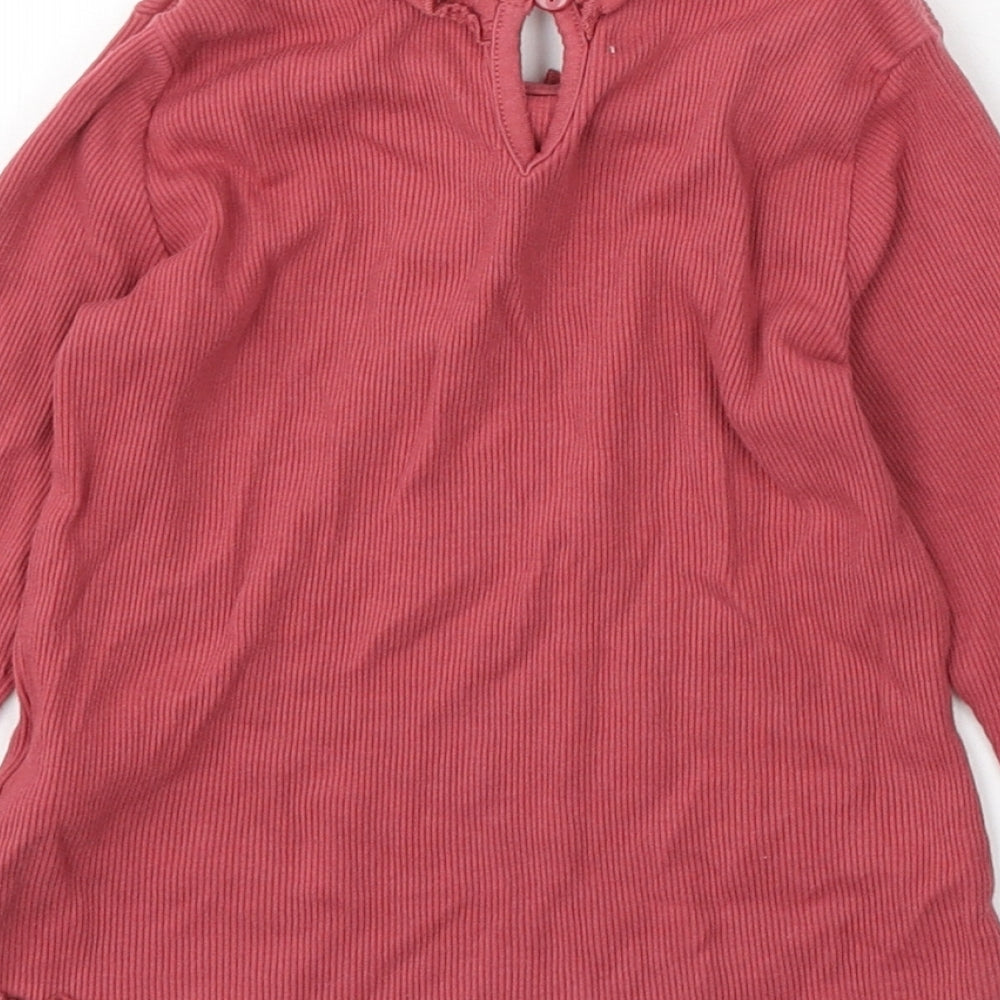 George Girls Red Cotton Basic T-Shirt Size 3-4 Years Collared Button