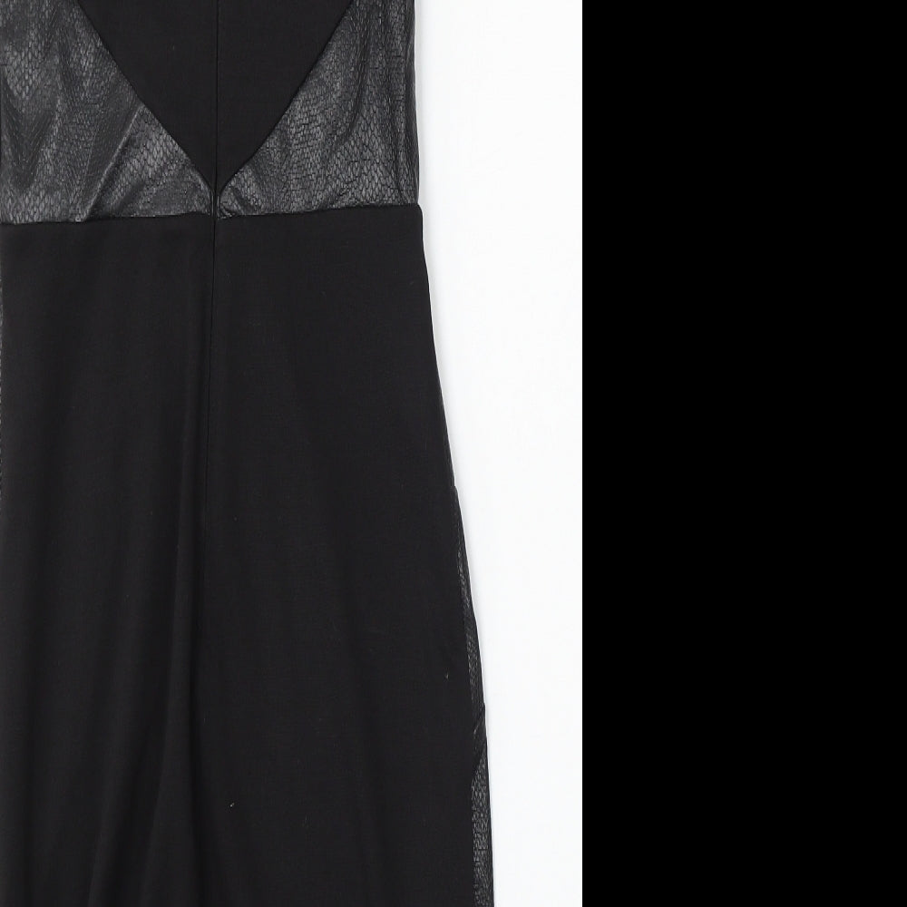 Lipsy Womens Black Polyester Bodycon Size 6 Round Neck Zip