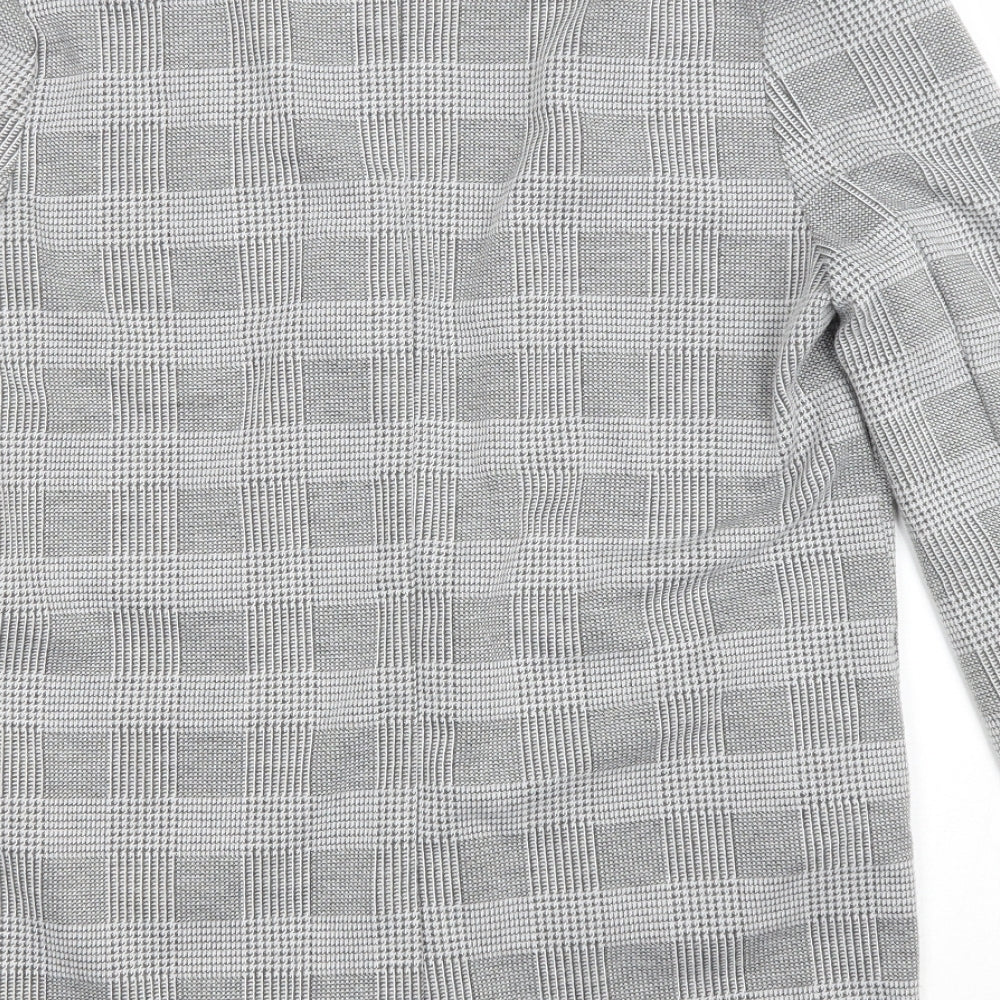 New Look Womens Grey Plaid Jacket Blazer Size 10