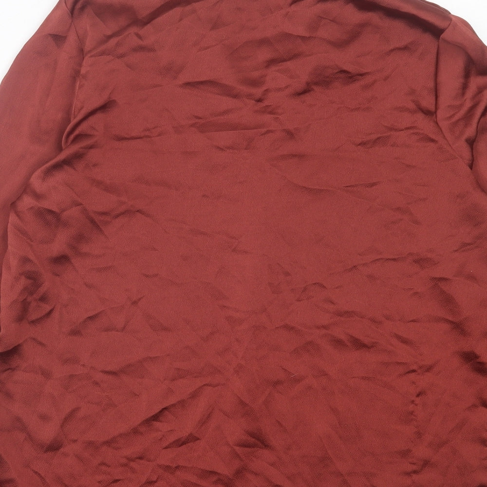 Peacocks Womens Red Polyester Basic Blouse Size 12 Collared