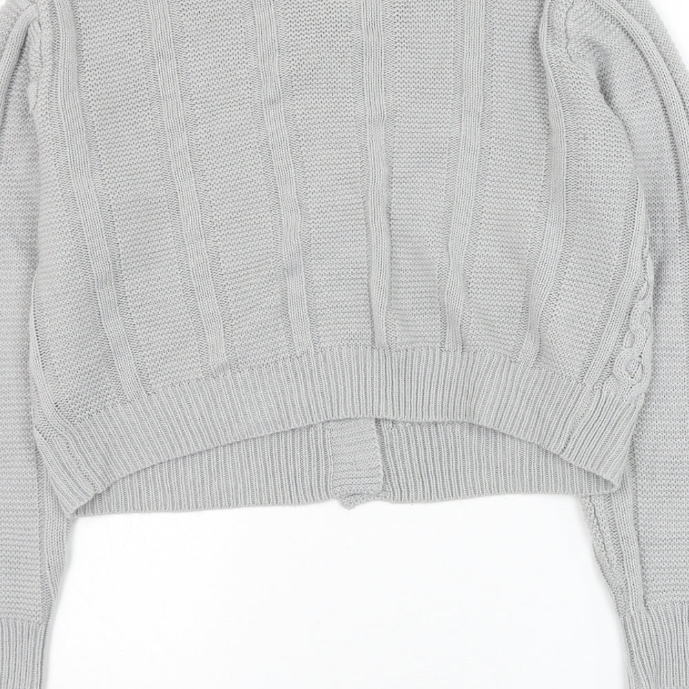 SHEIN Womens Grey Round Neck Acrylic Cardigan Jumper Size S