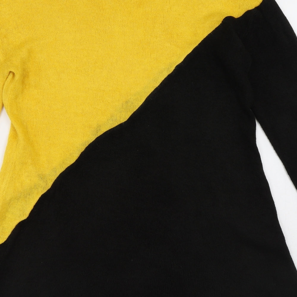 Preworn Womens Yellow Round Neck Geometric Polyester Pullover Jumper Size S