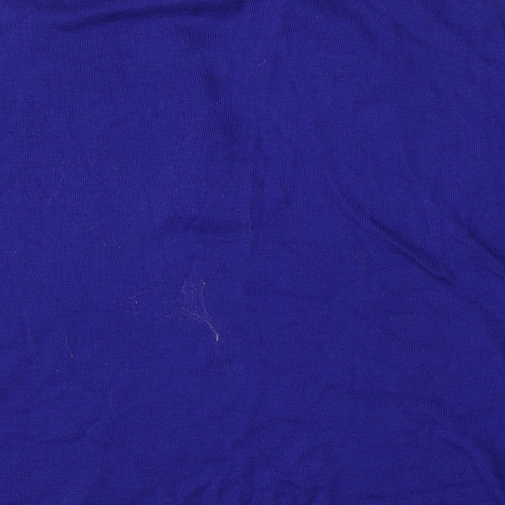 Mango Womens Blue V-Neck Acrylic Pullover Jumper Size M