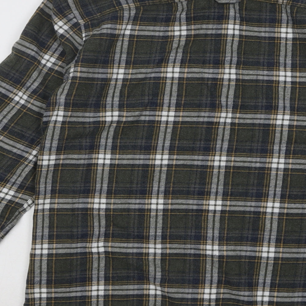 ONLY & SONS Mens Green Plaid Cotton Button-Up Size S Collared Button