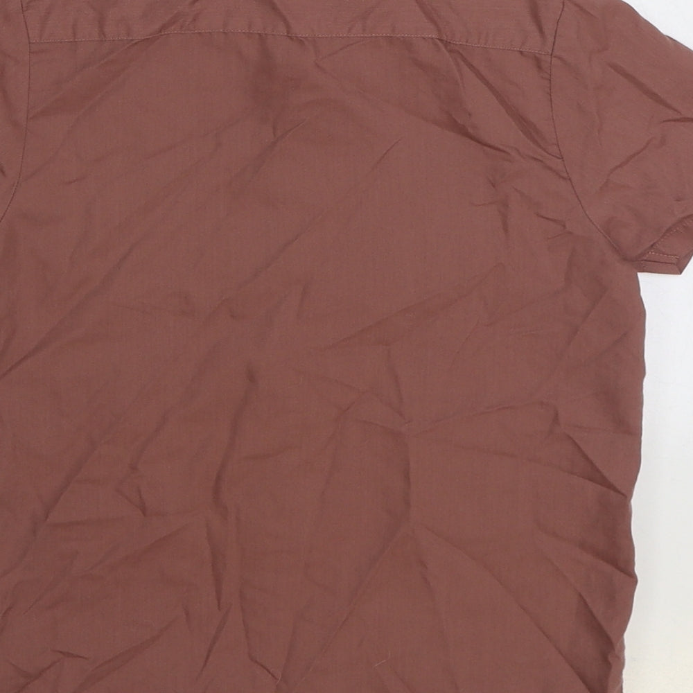 Next Boys Brown Polyester Basic Button-Up Size 6 Years Round Neck Button