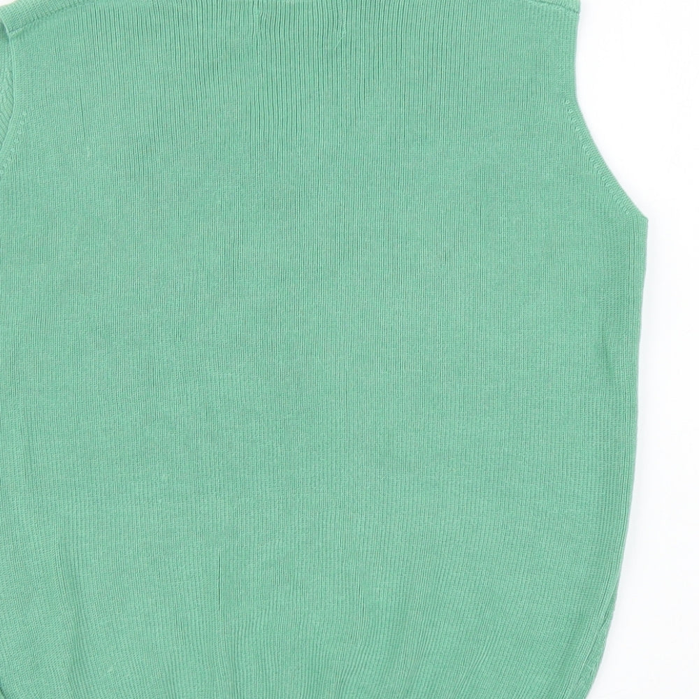 Paisie Womens Green Viscose Basic Tank Size S V-Neck