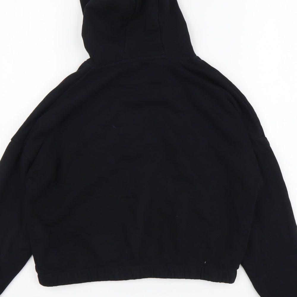 Marks & Spencer Girls Black Cotton Pullover Hoodie Size 9-10 Years Pullover - ICON