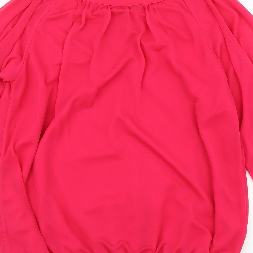 Wallis Womens Pink Polyester Basic Blouse Size S Boat Neck