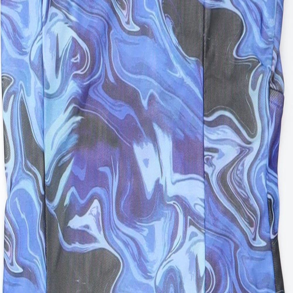 Naanaa Womens Blue Geometric Polyester Bodycon Size 6 Round Neck Pullover