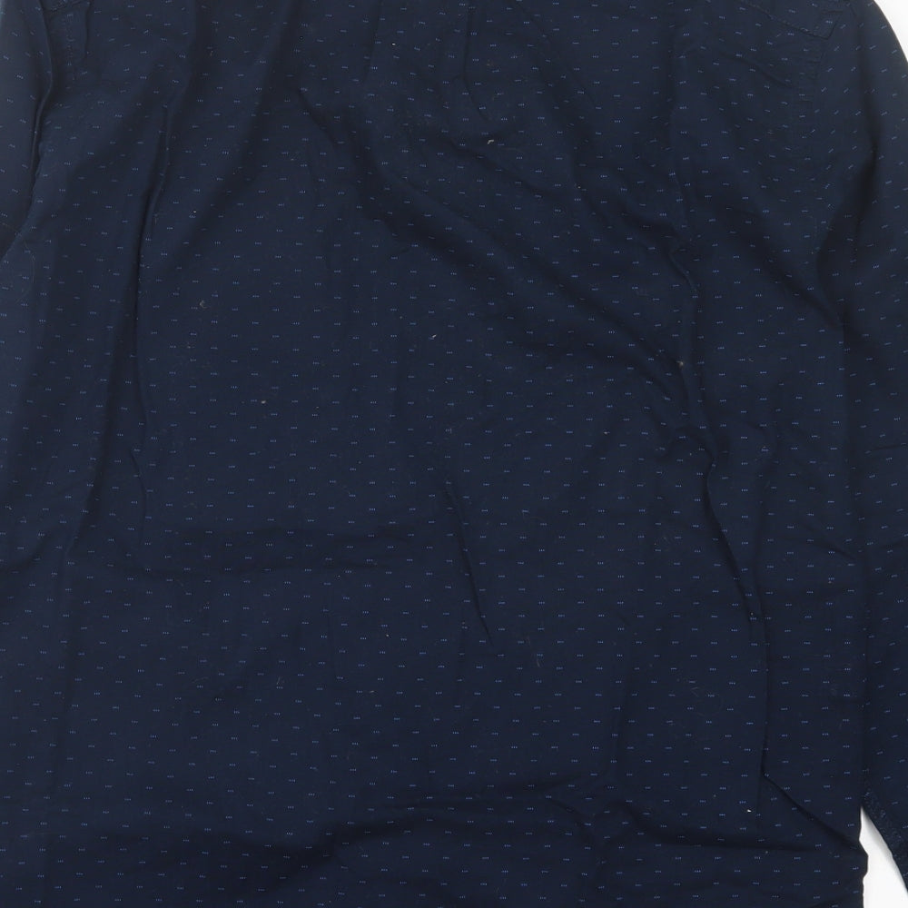 H&M Mens Blue Geometric Cotton Button-Up Size S Collared Button