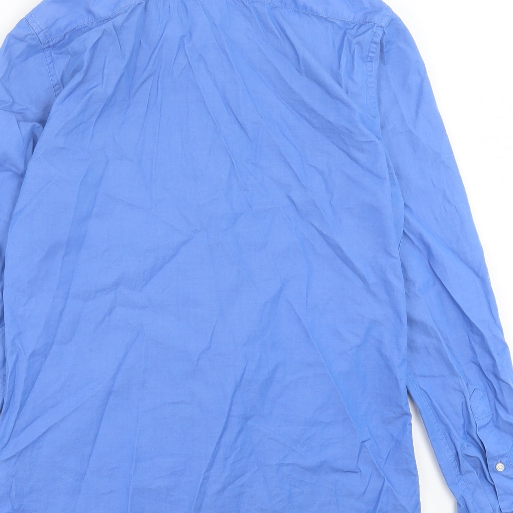 H&M Mens Blue Cotton Button-Up Size S Collared Button