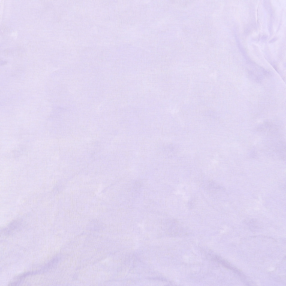 Bonmarché Womens Purple Acrylic Basic T-Shirt Size L Crew Neck