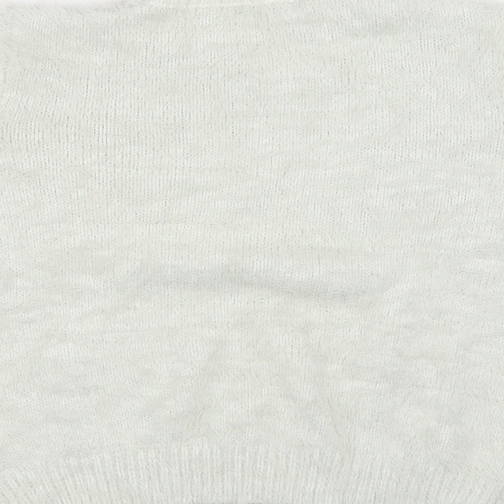 Quiz Womens White Round Neck Acrylic Pullover Jumper Size S