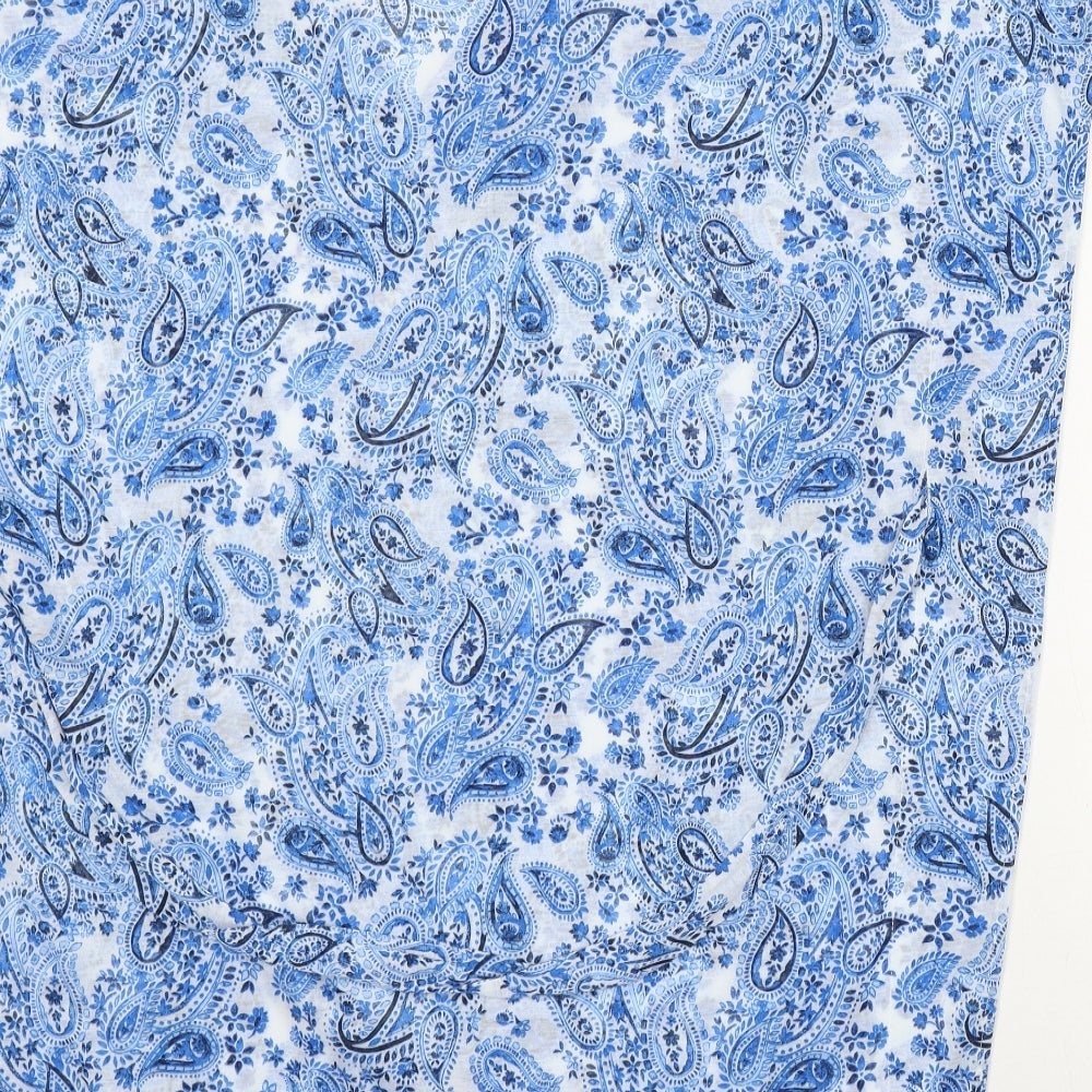 H&M Womens Blue Paisley Viscose Basic Blouse Size M V-Neck